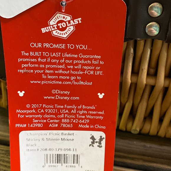 Disney Mickey and Minnie Mouse Picnic Time Champion Picnic Basket - Serves Two - Picture 14 of 16